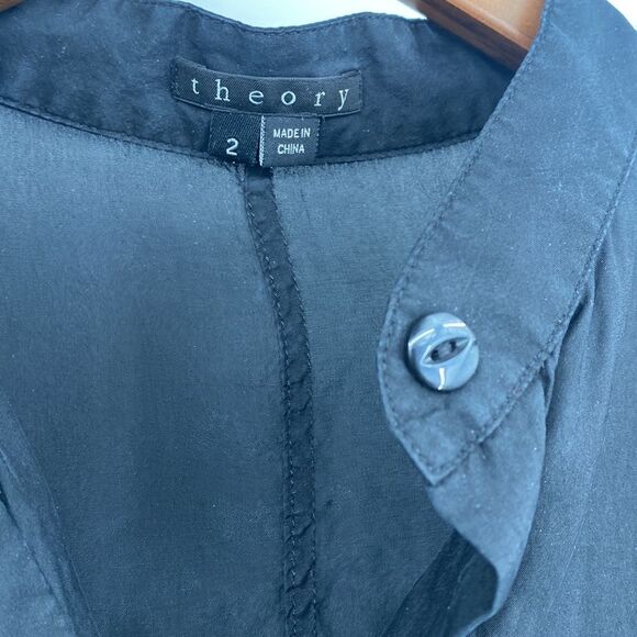 Theory Silk Dress Little Black Long Sleeved Dress Size 2 - Picture 4 of 7